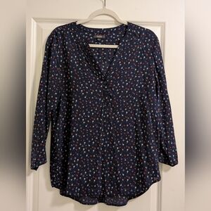 NYDJ Blue Floral Relaxed Blouse